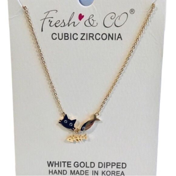 18 K GOLD PLATED CAT LOVERS NECKLACE - Picture 1 of 6